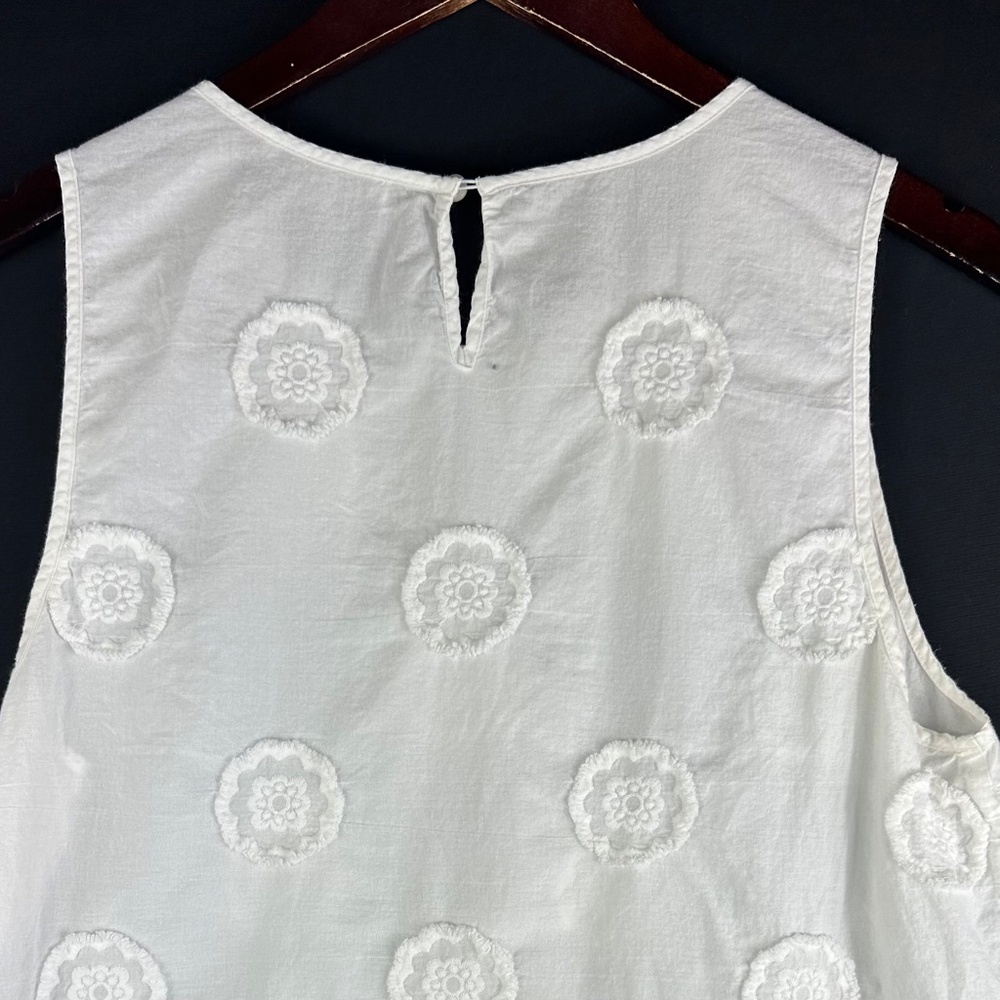Madewell Side-Tie Tank Top Shirt Sz Large 12 14 White Embroidered Boho Coastal - Picture 3 of 5